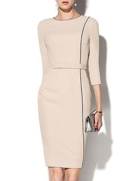 

Elegant Crew Neck Color Block Dress, As picture, Mini Dresses