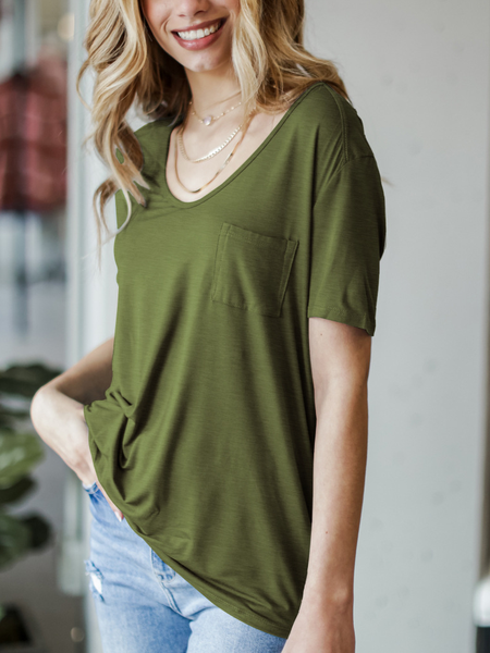 

Crew Neck Shirts & Tops, Army green, Tops