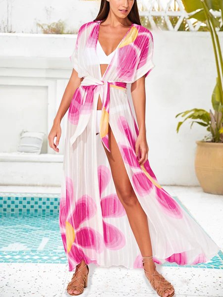 

Shore Resort Pink Floral Straight Tie Dress, Tie dye dress