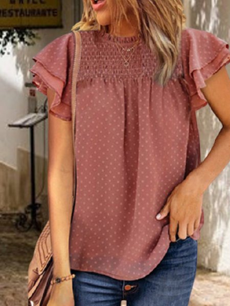 

Crew Neck Simple Plain Shirts & Tops, Rust, Tops