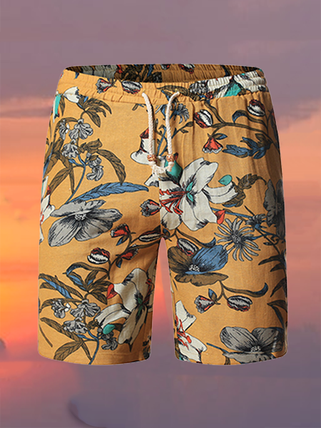 

Hawaiian Plant Flower loose Casual Cotton And linen Shorts, Shorts