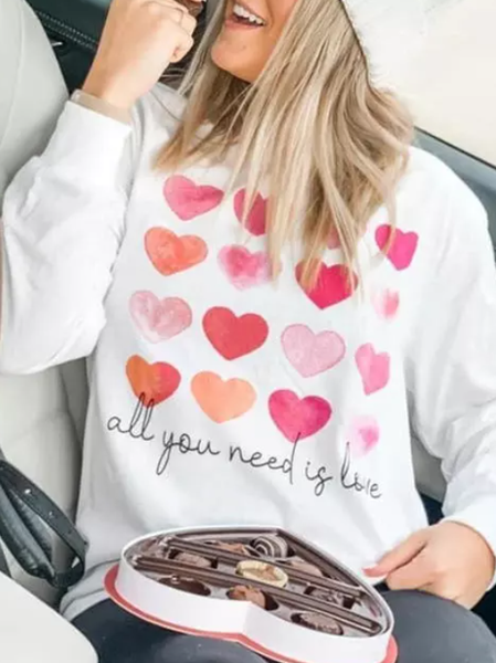 

Pink Love Heart Arrangement Valentine's Day Cute Sweatshirt Cartoon Sweatshirt, White, Hoodies & Sweatshirts