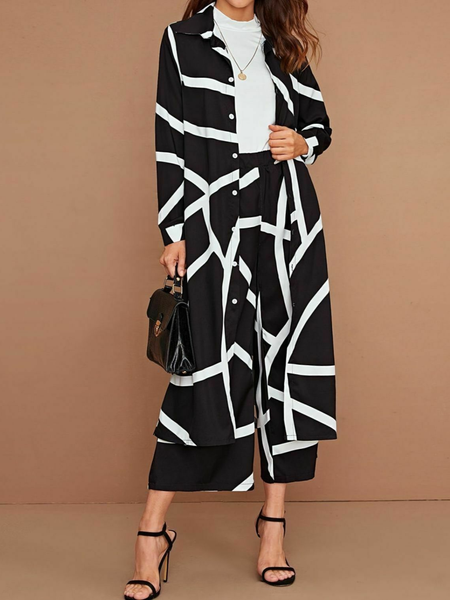 

Spring Shirt Collar Long sleeve Daily Household Outerwear, Black, Coats