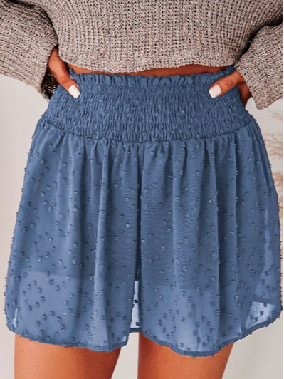 

Plain Cotton Blends Short Pants, Blue, Shorts