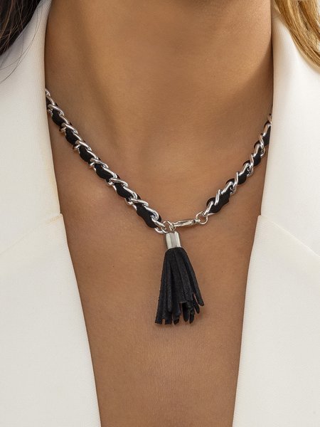 

Flannel Chain Clavicle Necklace, Silver, Necklaces