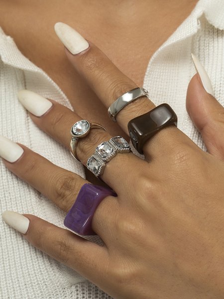 

Vintage Acrylic Diamond Set Ring, As picture, Rings