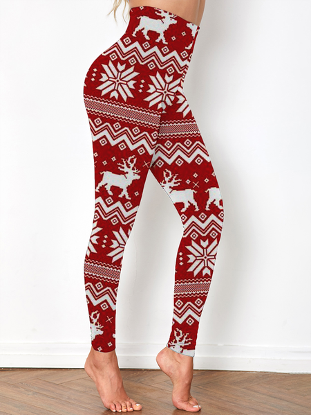 

taglia grande Abbigliamento da casa Leggings Vacanza Magro Pantaloni, Rosso, Leggings