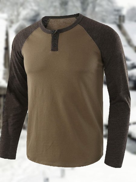 

Men's Color Matching Casual Long-sleeved Tee, Color1, T-shirt