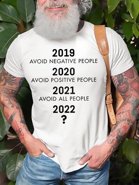 

Funny 2022 Graphic Round Neck Short Sleeve Casual Tee, White, T-shirt