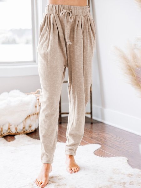 

Casual Loosen Solid Pocket Pants, As picture, Pants