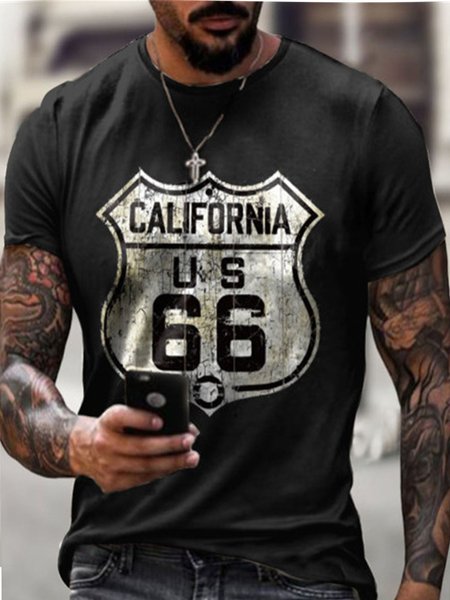 

Route 66 Casual Short Sleeve T-Shirt, As picture, T-shirt
