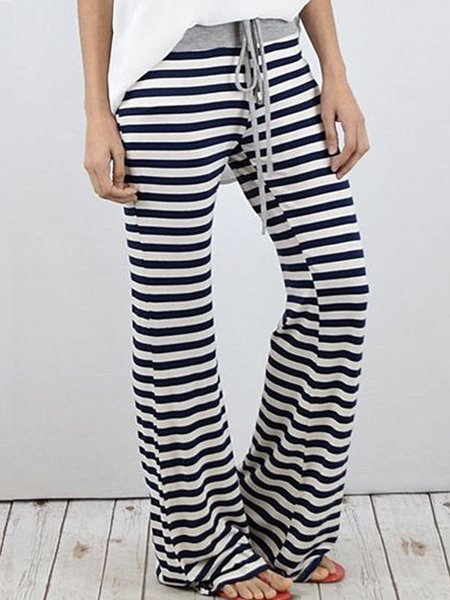 

Mid-rise casual striped elasticated trousers, Stripe, Pants