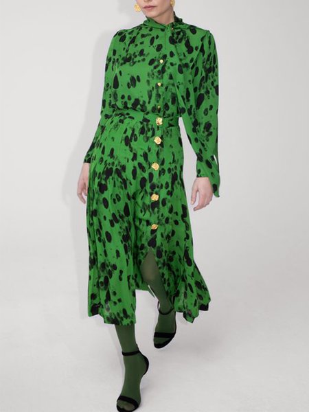 

Abstract Tie Neck Elegant Dresses, As picture, Midi Dresses