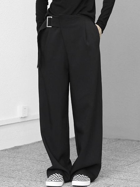 

Statement Plain Straight Leg Daily Pants, Black, Straight Leg Pants