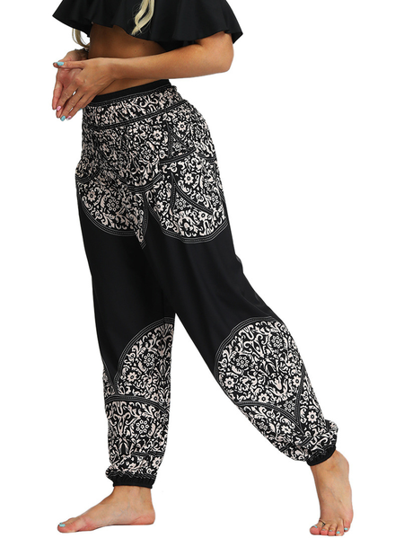 

Casual Loosen Pants, Black-white, Pants