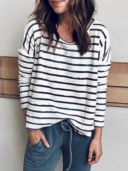 

Crew Neck Striped Casual Shirts & Tops, Stripe, T-Shirts