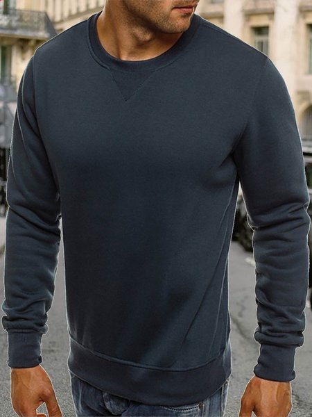 

Men's solid Color Casual Long Sleeve Sweatshirt, Purplish blue, Sweater