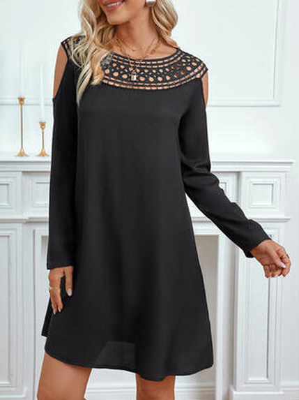 

Lace stitching strapless simple black dress Plain Dresses, Mini Dresses