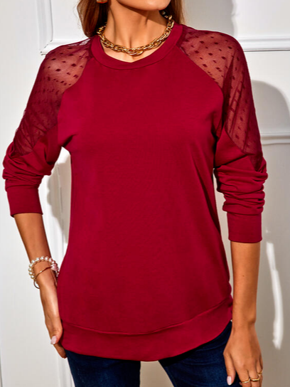 

Cotton Blends Plain Casual Shirts & Tops, Red, Tops