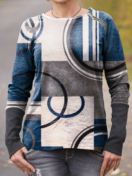 Crew Neck Casual Shirts & Tops, Multicolor, Tops