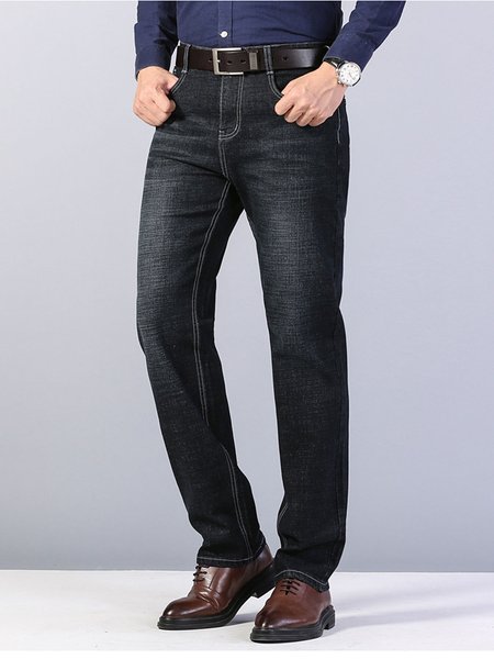

Men's Casual Stretch Straight-leg Jeans, As picture, Jeans