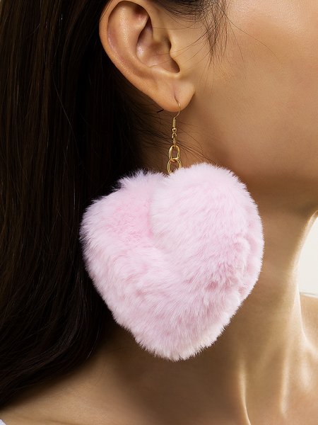 

Rainbow Color Plush Love Earrings, Pink, Earrings