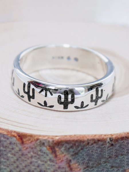 

Vintage Ancient Silver Cactus ring, As picture, Rings