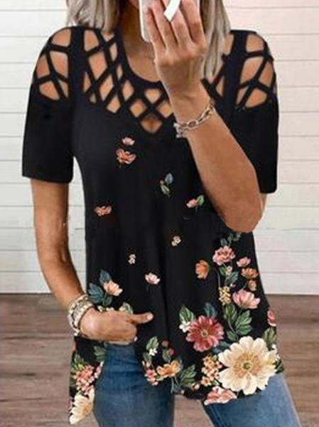 Cross Casual Tops, Black, Tops
