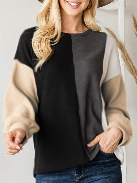 

Contrasting color patch top Casual Shirts & Tops, Multicolor, Tops