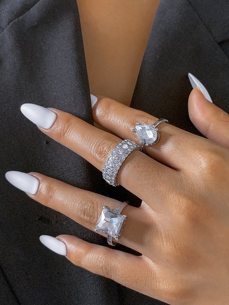 

Water Drop Diamond Set ring, As picture, Rings