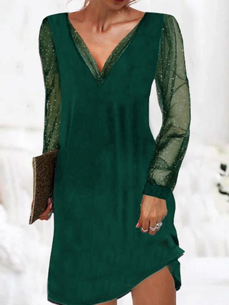 

Sexy Tinta unita Scollo a V Abito, Verde, Mini Dresses