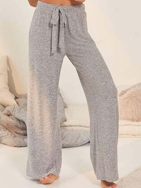 

Spring Casual Cotton Blends Plain Pants, Gray, Pants
