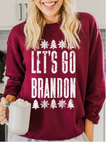 

Crew Neck Letter Regular Fit Sweatshirt, Wine red, Hoodies & Sweatshirts