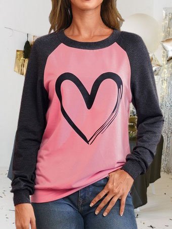 

Geometric Printed Raglan Sleeve Crew Neck Shirts & Tops, Pink, Tops