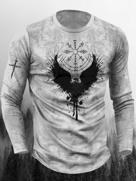 

Men's Cross Pattern Long Sleeve Tee, T-shirt
