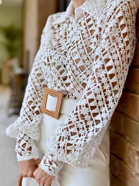 

Solid Lady Long Sleeve Regular Fit Shirt, White, Blouses and Shirts