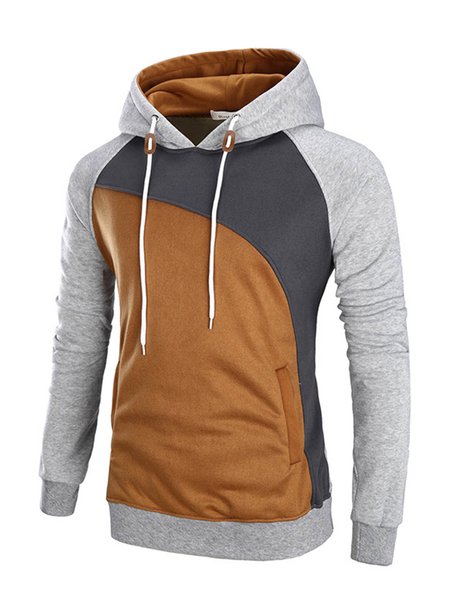 Men's Colorblock Slim Hooded Sweatshirt, Light gray, Hoodies