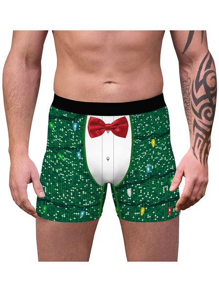 

Men's Bow Pattern Comfortable Boxer Briefs, Underwear & Socks