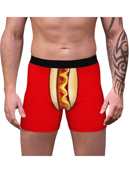 Men's Food Pattern Comfort Boxer Briefs, As picture, Underwear & Socks