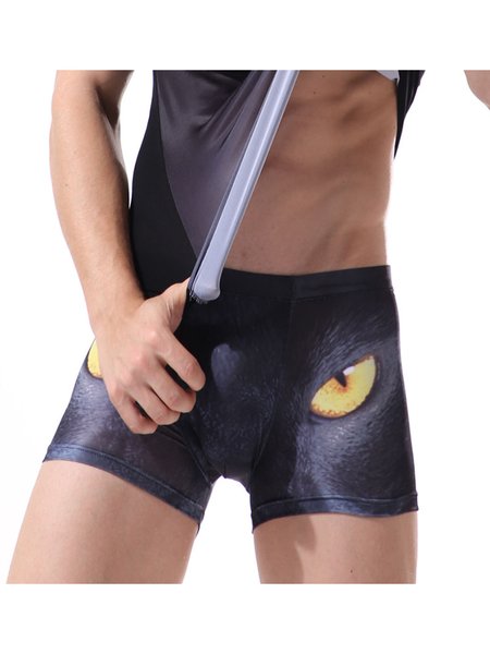 

Men's Cat Eye Pattern Comfortable Boxer Briefs, Black, Men's Bottoms