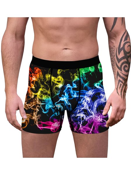 

Men's Fire Pattern Comfortable Boxer Briefs, As picture, Men's Underwear