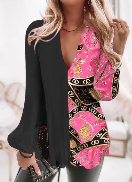 

Geometric Loosen Casual Shirts & Tops, Multicolor, Tops