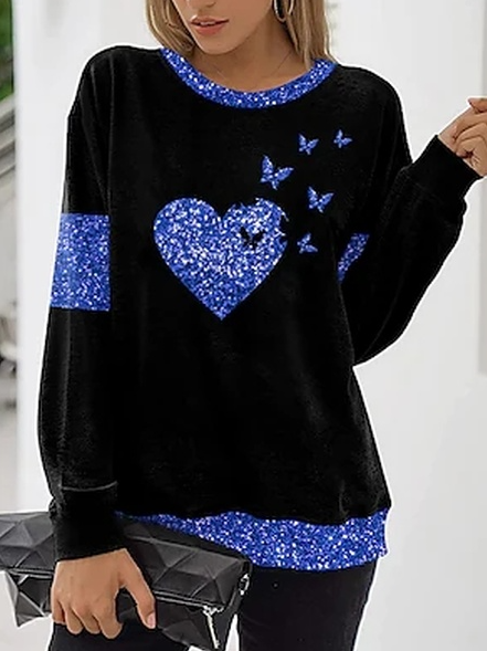 

Regular Fit Geometric Crew Neck Sweatshirt, Blue, Hoodies & Sweatshirts