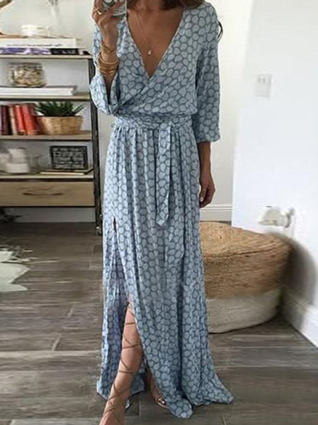 

Romantic Off Shoulder Dresses, Blue, Maxi Dresses