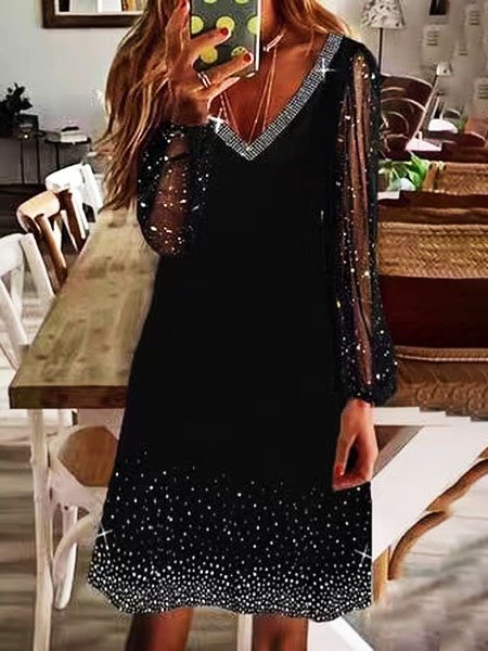 

Party Cotton Blends Dresses, Black, Casual Dresses