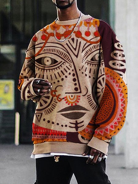 

Long Sleeve Crew Neck Sweatshirt, Brown, Hoodies&Sweatshirts