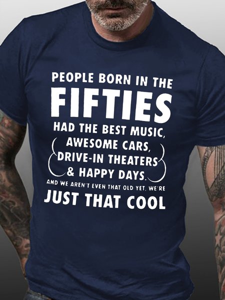 

People Born In The Fifties Short Sleeve Shirts & Tops, Purplish blue, T-shirts