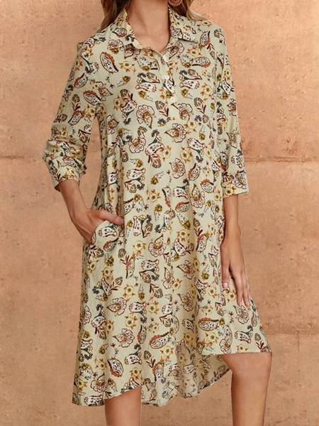 

Loosen Paisley Casual Dresses, Yellow, Midi Dresses
