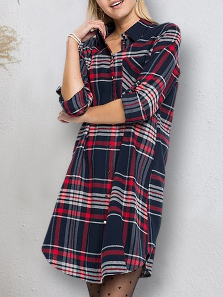 

Vintage Shirt Collar Dresses, Multicolor, Casual Dresses