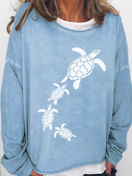 

Sea Turtle Letter Sweatshirt, Light blue, Hoodies&Sweatshirts